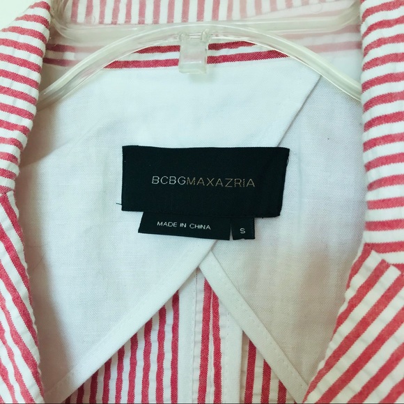♥️ BCBC Maxazria Red & White Seersucker Blazer - Picture 3 of 10